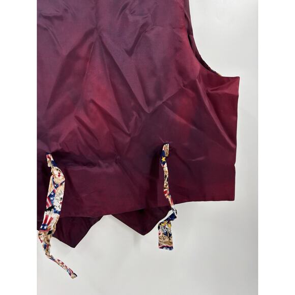 Castle Rock Vintage Vest Womens Large Cats USA American Flag Satin Button Retro - Picture 13 of 15